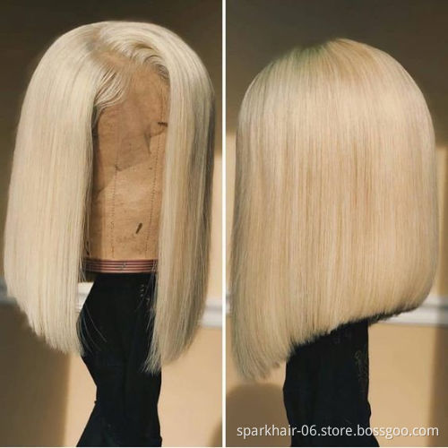 13x4/4x4 Cheap Lace Closure 613 Honey Blonde Bob Wig,Short Transparent Lace Human Hair Wig,T-Part Human Hair Lace Frontal Wig
